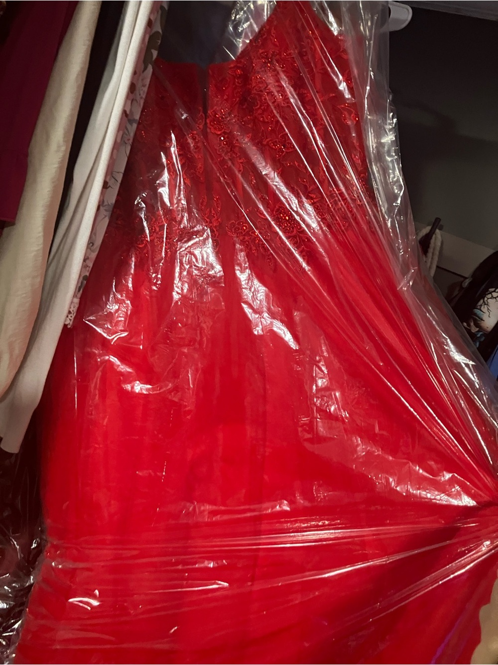 David's Bridal Red Tulle Ball Gown for Girls - Picture 4 of 4